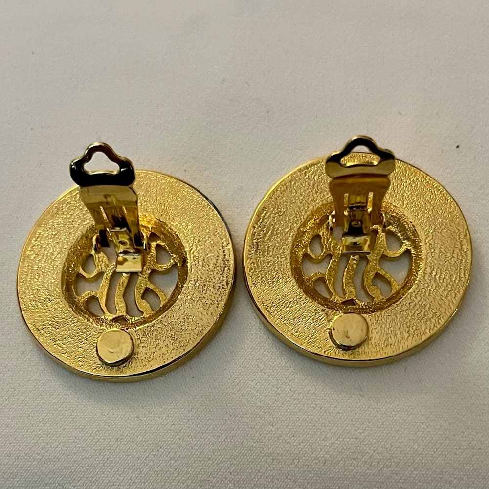 Black and Gold Monogram Earrings - Picture 10 of 16